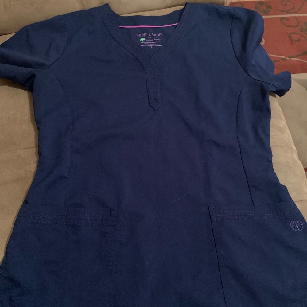 Healing Hands Purple Label Scrub Top Navy Blue